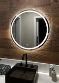 Round FROSTED Mirror with LED Lighting and Touch Screen Button