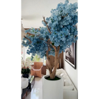 St. Tropez Vase in matte white with blue cherry blossoms