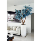 St. Tropez Vase in matte white with blue cherry blossoms