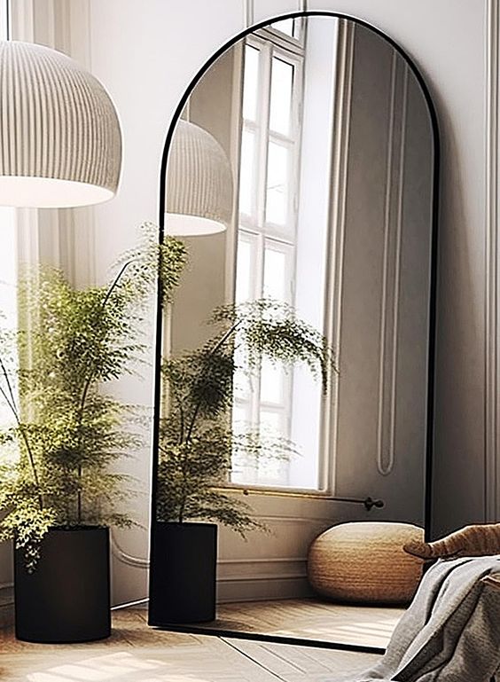 Large Pinterest Mirror with Support and Golden Frame