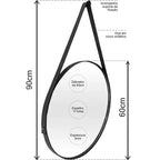 Adnet Leather Mirror 50cm + Bracket