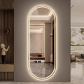 Frosted Oval Mirror with Warm LED - 60x150cm Woodglass Oval