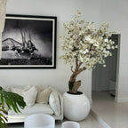 Personalized Cherry Blossom Tree in Glossy White Globe Vase