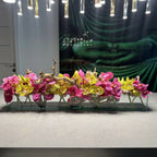 Modern House Glass Vase with Pink Vanda Orchids and Green Cymbidiums