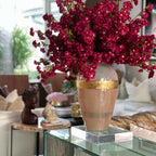 "Goddess" vase with burgundy cherry blossoms