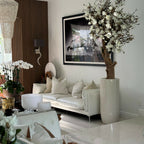 White Magnolia Tree in Shiny St. Tropez Beige Pot