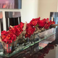 Modern Glass Plant Pot "Modern Home" 122 cm with Red Cymbidiums