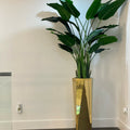 Golden prism vase with Bird of Paradise (7′)